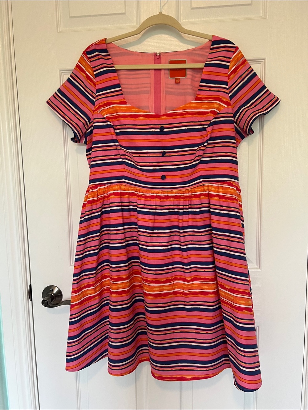 MODCLOTH Women’s pink Multi-Stripe Short Sleeve Dress